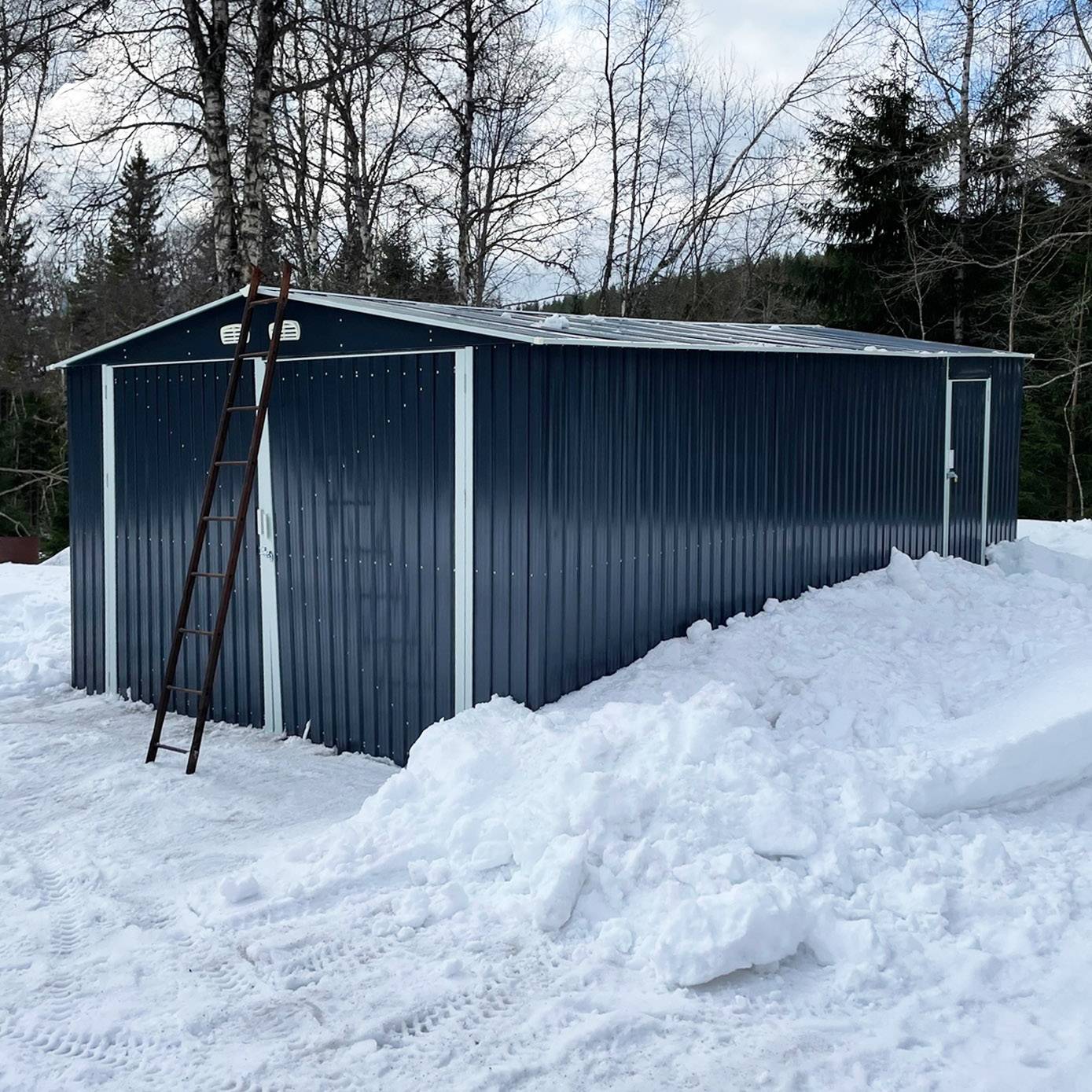 Plåtgarage byggsats 23 m² dubbel dörr garageport premium