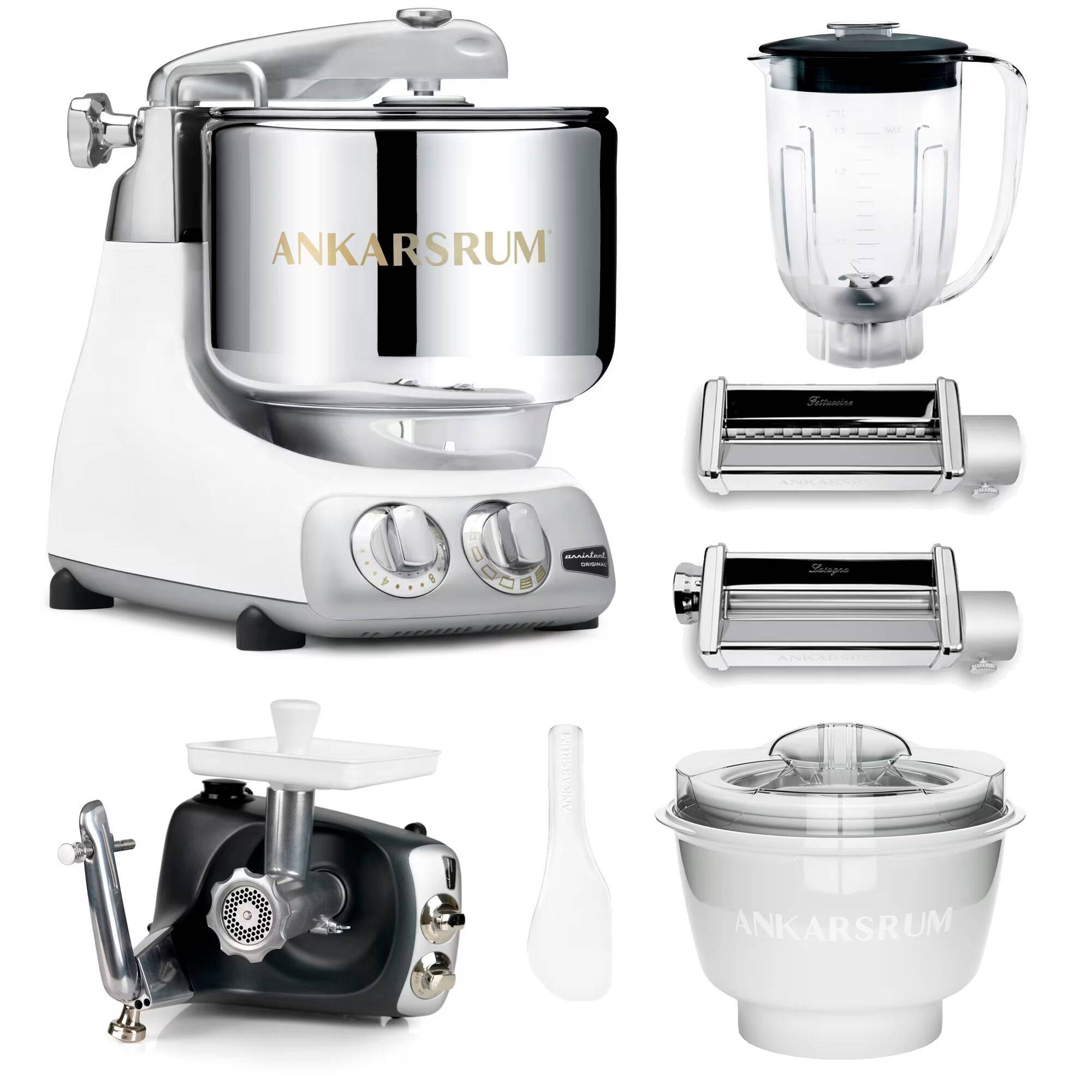 Ankarsrum Assistent Original köksassistent med middagspaket, glossy white - Glossy white