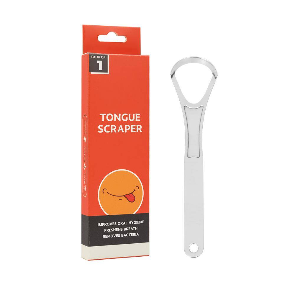 1 Pc Stainless Steel Tongue Scraper For Bad Breath Removal Single Layer Tongue Coating Cleaner Oral Care Brush