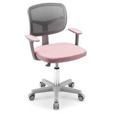 Børnecomputerstol med justerbar højde og selvlåsende hjul til 3-10 år Børn Pink