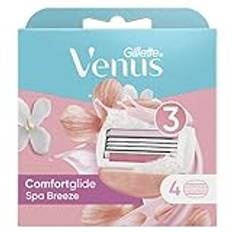 Gillette Venus ComfortGlide Spa Breeze rakblad för kvinnor, 4-pack Lubrastrip med en touch av botaniska oljor, 2 x flexibla gelstänger för u