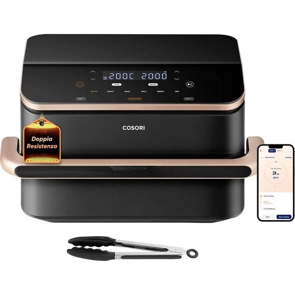 Cosori Dual Blaze Twinfry Chef Edition Double 10 L Stand-alone 2800 W Varmluftsfriture Dark Grey, Rose gold
