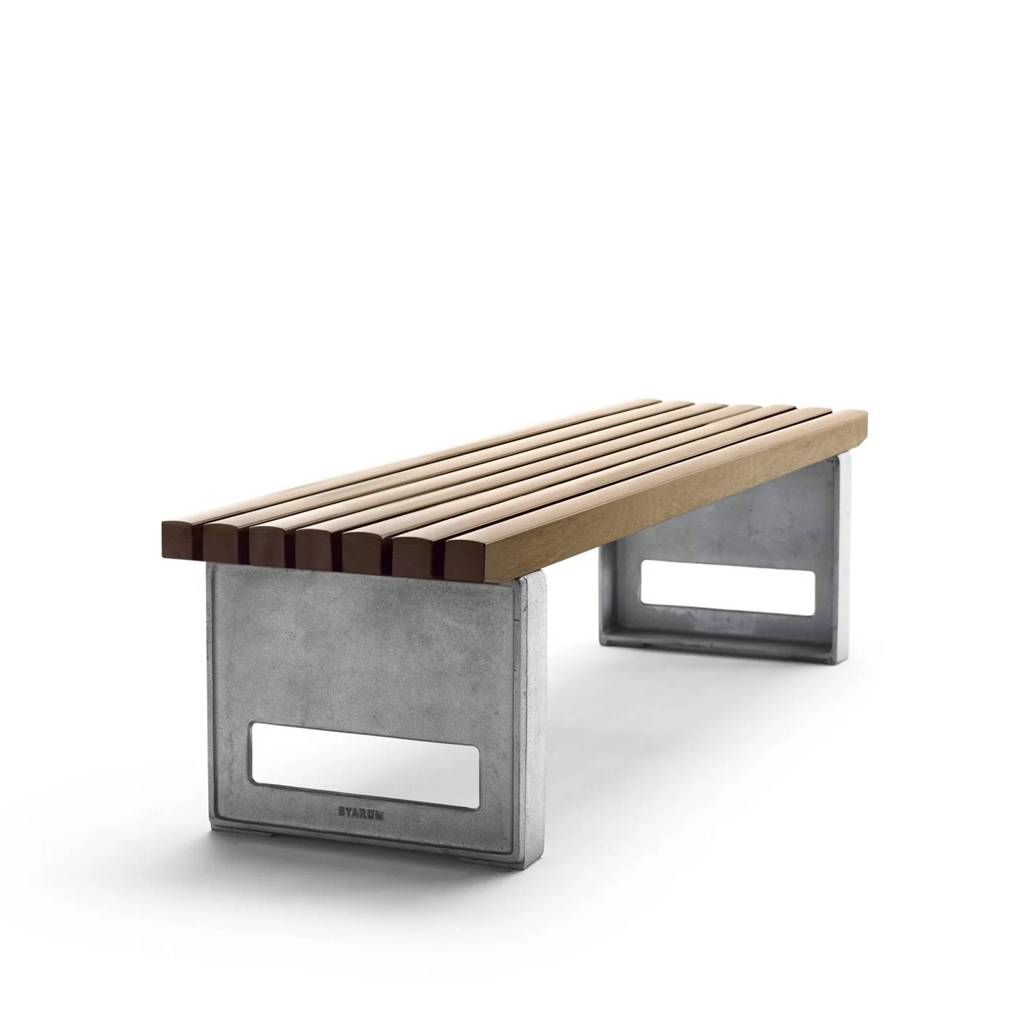 Byarums Bruk - Bänk Block - Smal Oljad Ek/Natur - Trädgårdsbänkar - Mårten Cyrén - Silver - Metall