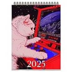 Kattkalender 2025, arkad katt väggkalender, månfas kalender, 2025 månadsplanerare, julkatt kalender, kalender, kalender, 2025 kattplanerare, väggkalender för nyår jul