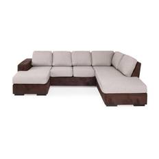 Boston U-sofa med Chaiselong Venstre - Brun/Beige Lædersofaer