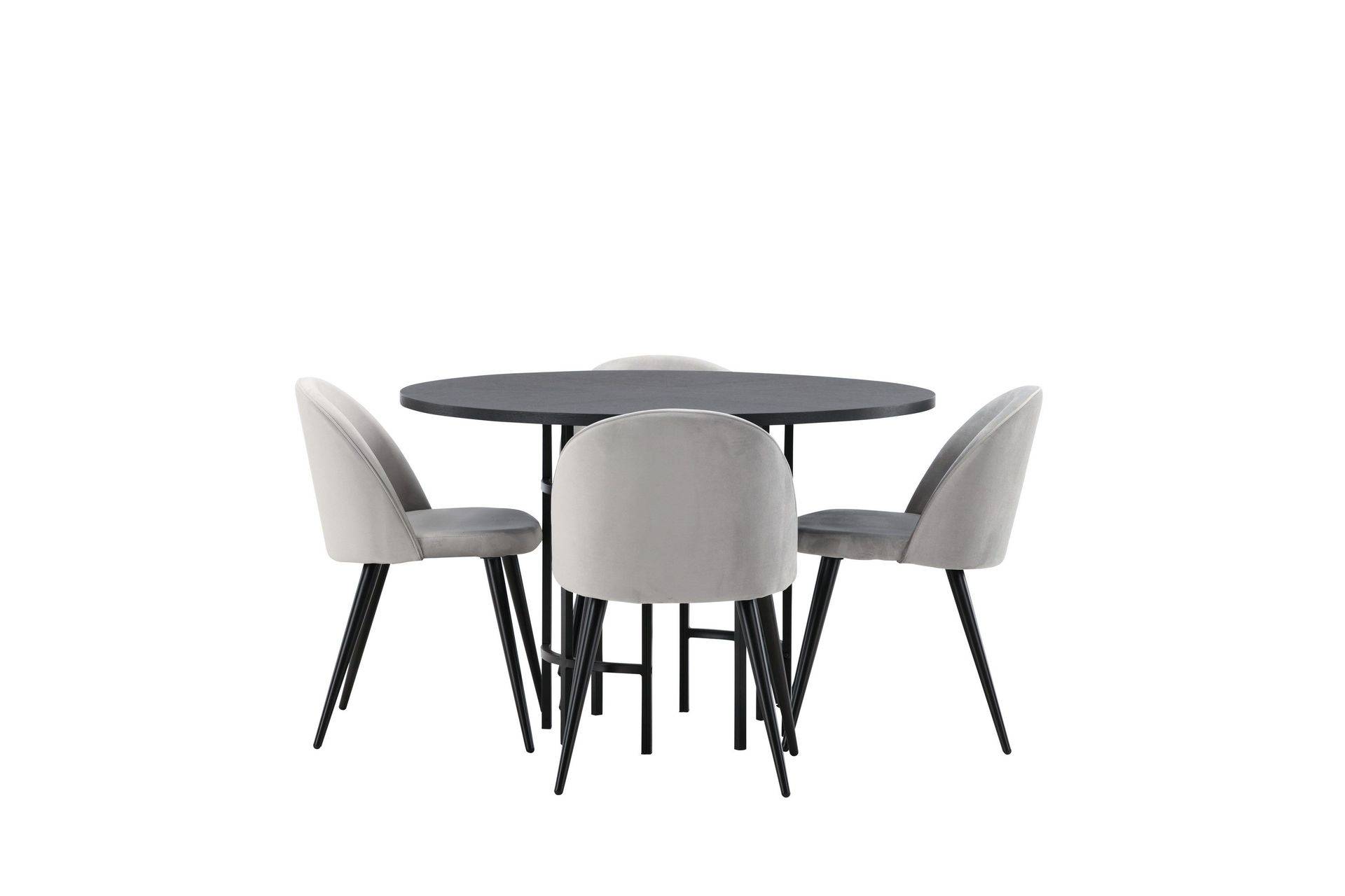 Copenhagen Matgrupp 115 cm Rund med 4 Velvet stolar - Svart Svart,Grå