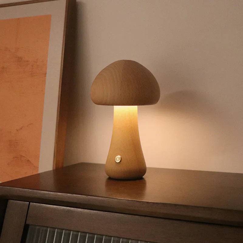 GlowShroom - Stämningsfullt Trä LED Nattlampa - A / Bok