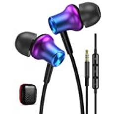 Hörlurar för Samsung A25 A05s A14 A13 A15 A32 A22 A23, in-ear hörlurar med kabel 3,5 mm telekontakt, magnetiska hörlurar, headset med mikrofon för S10 S9 S8 A72 A51 Moto g54 g24 Redmi 13C 14C Note 13