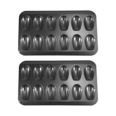2 pakker Non-Stick Madeleine-form, bageform 12 med skalformet kagebageplade chokolade Non-Stick Bak black