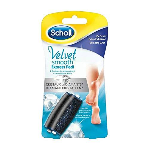 Scholl Velvet Smooth Express Pedi Crystal Diamonds Extra Exfoliating Grain 2 Replacement Rolls by Scholl