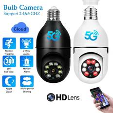 E27 Bulb 2.4G 5G Wifi Camera Surveillance Night Vision Full Color Automatic Human Tracking 4X Digital Zoom Video Security IP Camera 2.4&5G svart