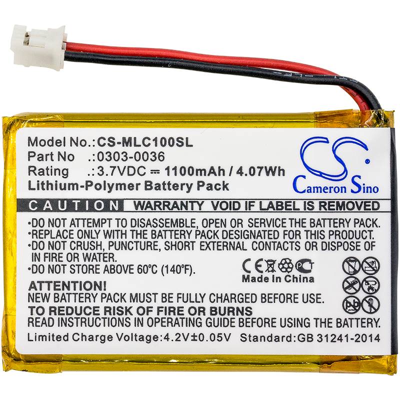 Batteri for Minelab CTX 3030 WM-10, WM10, WM12, GPZ 7000 0303-0036 3.7 V 1100 mAh Li-Polymer