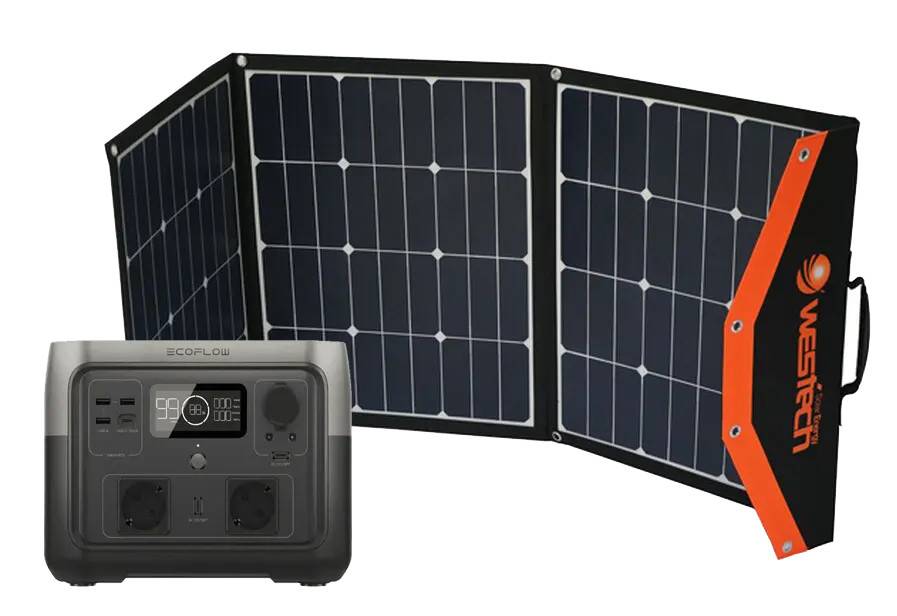 Mobile Solaranlage Ecoflow River 2 MAX mit 120W Solar-Faltmodul