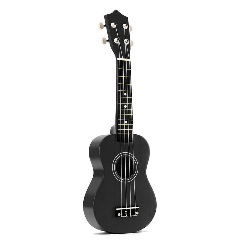 21 tum sopran ukulele gitarr basswood 4 strängar hawaiisk gitarr musikinstrument liten gitarr för barn - Svart