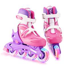 Locavun Verstellbare Inline-Skates für Mädchen, Jungen, Kinder mit leuchtenden Rädern, beleuchtete Hartschalen-Rollerblades für den Innen- und Außenbereich