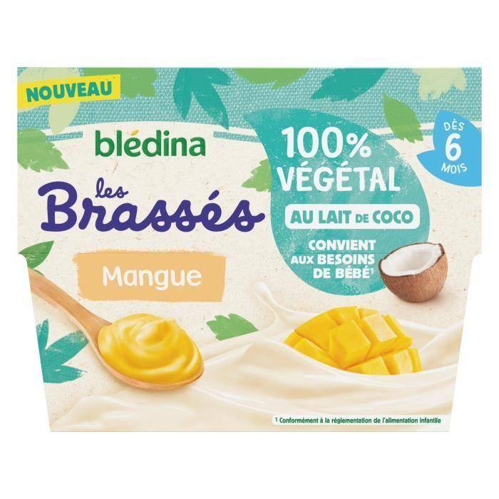 Blédina, Mixade 100% Vegetabiliska, Från 6 Månader, Kokosmjölk Mango, 4x95g