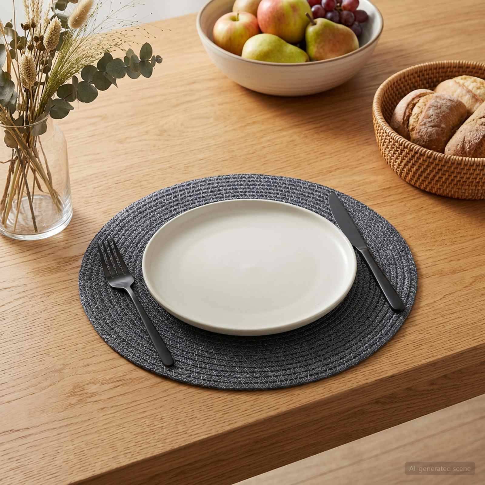 vidaXL Jute Placemats 6 pcs Mörkgrå Ø 30 cm 100% Tossa Jute