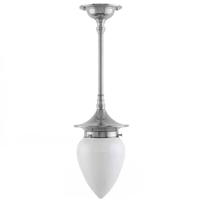 Loftslampe - Dahlbergspendel 80 nikkel, opalhvid dråbe - 50 cm