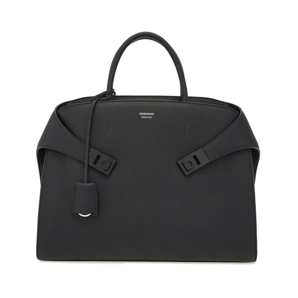 Ferragamo Sort Læder Laptop Taske - Tasker - Herre - Sort - ONE SIZE - Læder