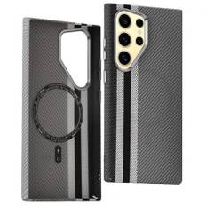 Samsung Galaxy S23 Ultra - EIDERWOOD Mønstret Carbon Cover - MagSafe Kompatibel - Grey Stripes