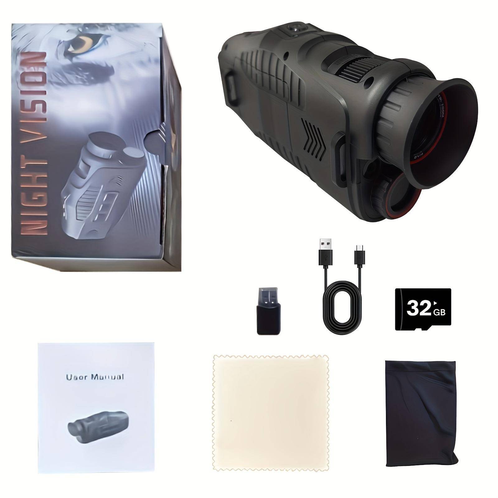ABS R11 Night Vision Monocular With 32G Card- All-Black Stealth Vision For Outdoor Adventures - HD Photography & Video, Digital Zoom, Rechargeable R11+32G Memory Card