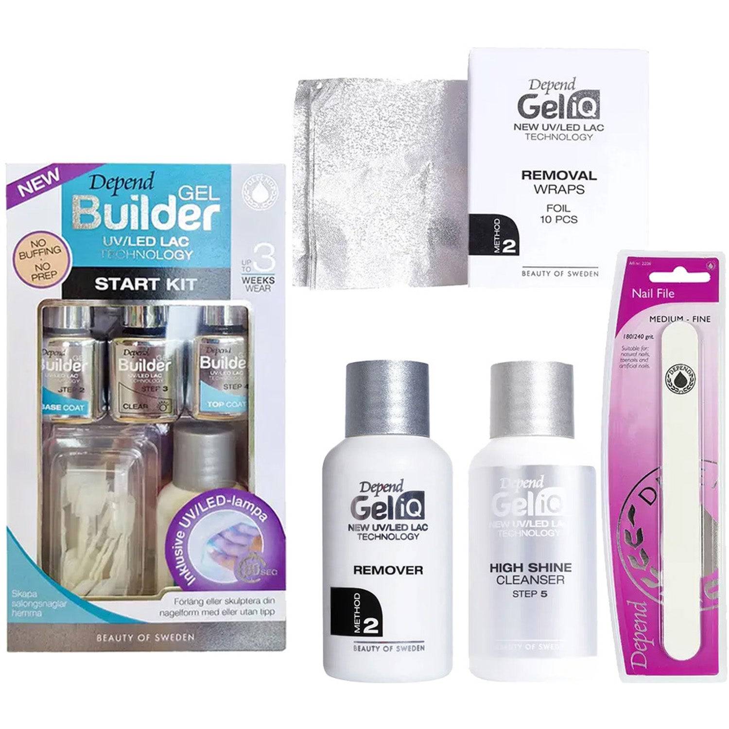 Depend Gel Manicure Complete Care System Starter Kit, Remover, High Shine 35ml, Wraps, File