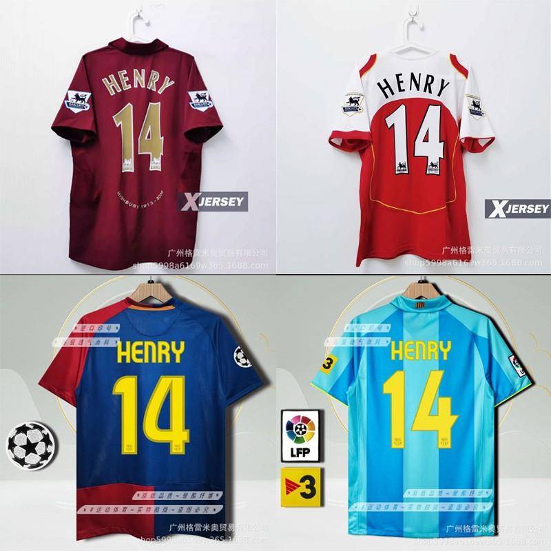Henry 14 Arsenal 1998-2006 Barcelona 2007-2009 Retro Soccer Training Jersey Men Women Short Sleeve Breathable