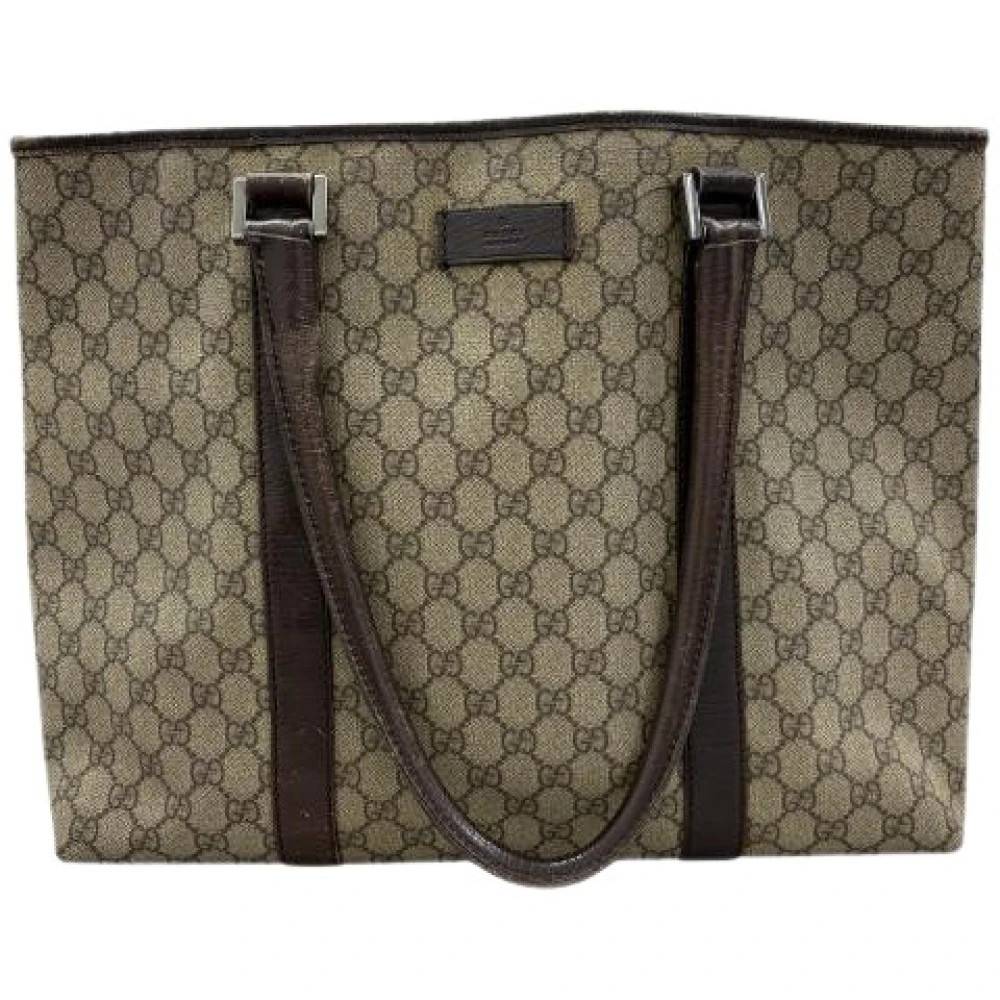 Gucci Vintage Pre-owned GG Supreme Canvas Leather Tote Bag - Vintage - Dame - Beige - ONE SIZE - Læder