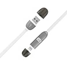 Electraline 500335 2 i 1 Micro USB Lightning Kabel Laddning Datakabel för iPhone 6s Plus 6s Samsung Series och Andra Android och Smartphone 2 m