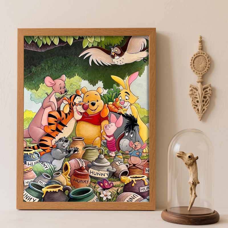 Disney Nalle Puh Diamantmålning 5D Handgjord DIY-present Diamantmålningsset Konst Heminredning black