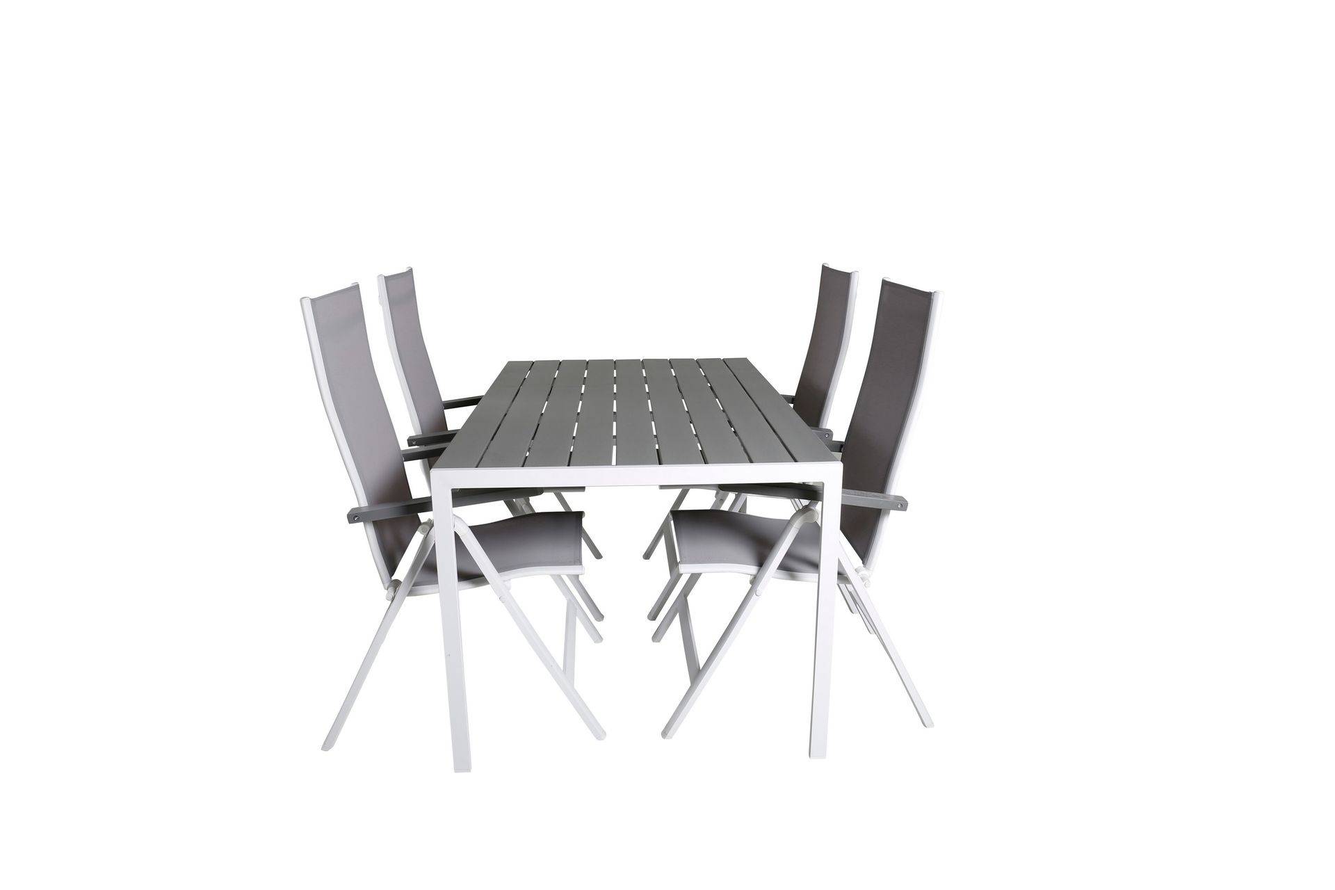 Venture Home BREAK Matgrupp Utomhus 150cm + 4 Albany Positionsstolar Vit/Grå - Matgrupper utomhus