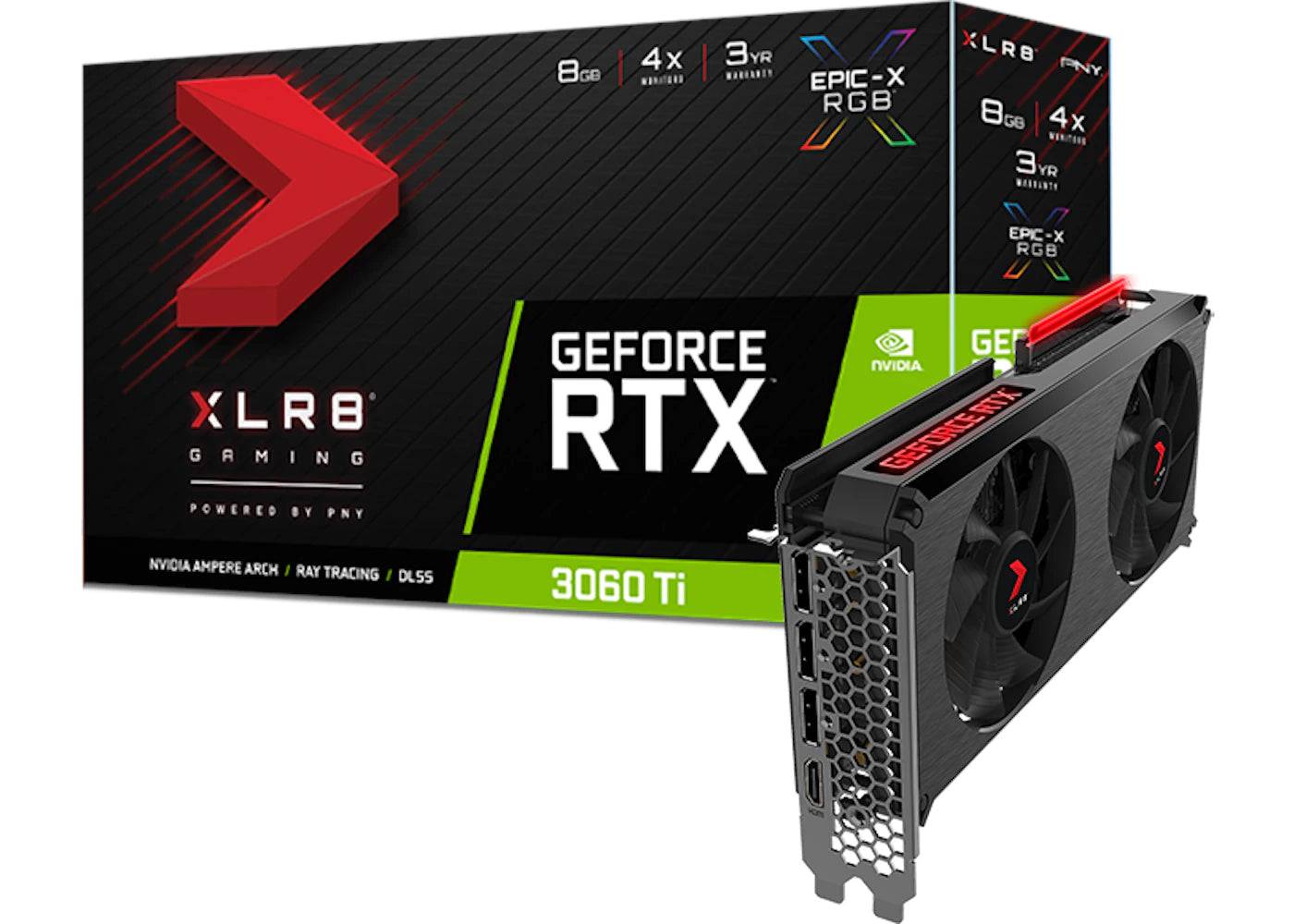 NVIDIA PNY Geforce RTX 3060 Ti XLR8 REVEL EPIC-X 8GB LHR Graphics Card (VCG3060T8LDFXPPB) - One Size (One Size)