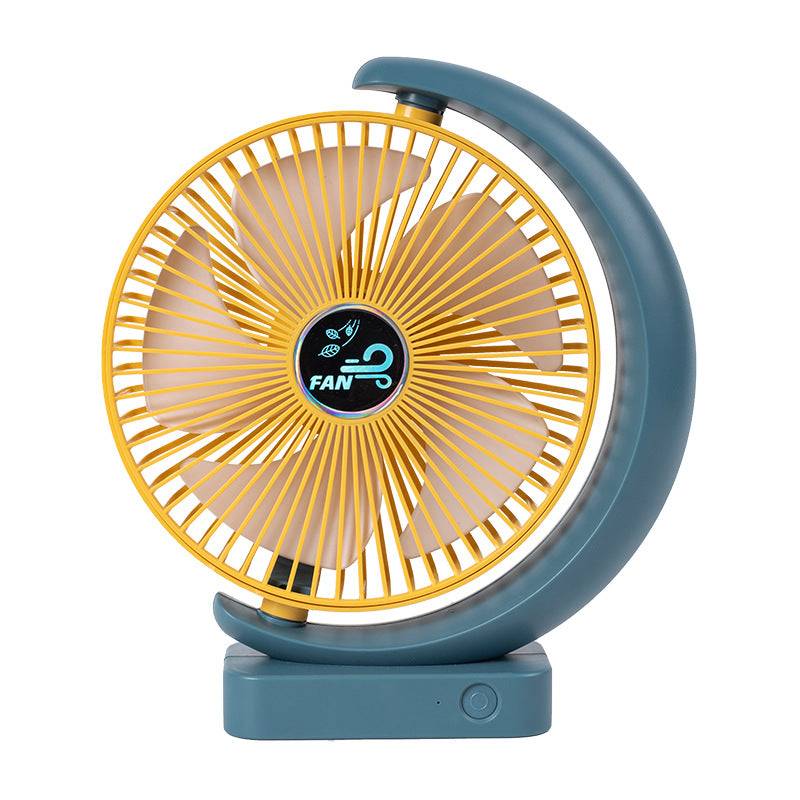 Usb Charging 8 Inch Air Circulation Fan Desktop Fan - Blue yellow / 2400mAh / USB