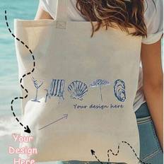 Customized Single Party Gift Beach Tote Bag, Bachelor Club Handbag, Summer Beach Vacation Palm Tree Element Gift, Bridesmaid Beach Handbag, , Reusable - Multicolor