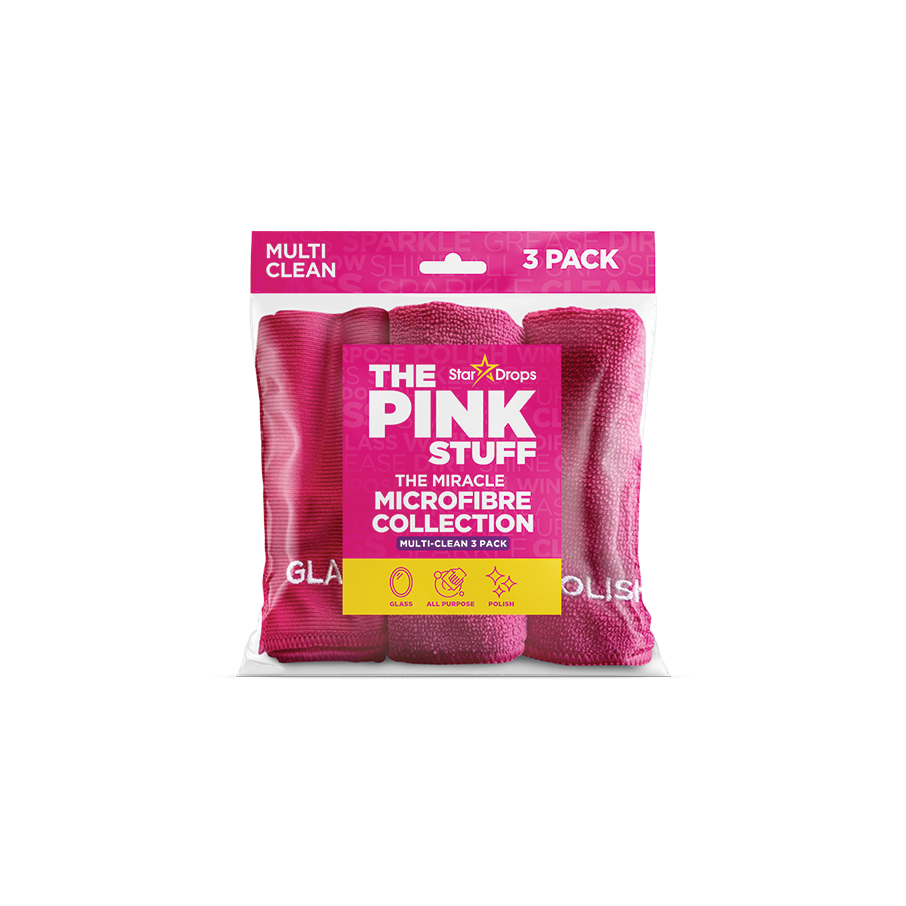 Mikrofiberduk The Pink Stuff, 3 dukar, 30x30 cm, rosa
