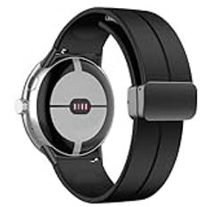 LanQii Silikonarmband för Google Pixel Watch 3 41 mm/Pixel Watch 2/Pixel Watch, sport, ersättningsarmband, magnetlås, klockarmband för Google Pixel Watch 3 41 mm/Pixel Watch 2/Pixel Watch, svart