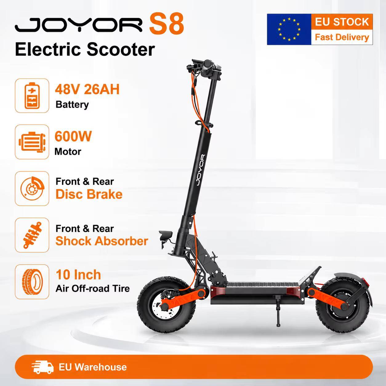 JOYOR S8 Elsparkcykel 600W Kraftfull Motor 48V26AH Litiumbatteri Stadspendling Vuxen E-sparkcyklar
