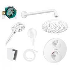 Hansgrohe Ecostat S komplet brusesystem til indbygning - Mat hvid