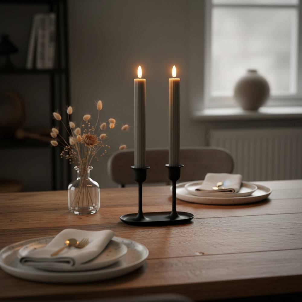 LED Vokslys Grå