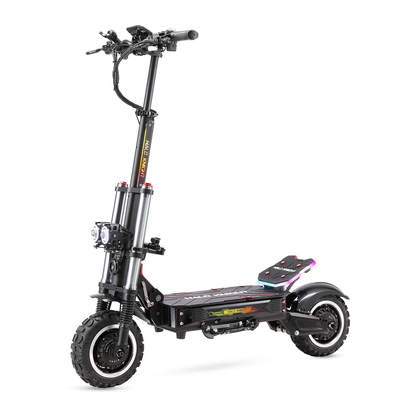 HALO KNIGHT T107PRO (2025) Elektrisk skoter för vuxna 6000W motor, 60V 38,4Ah batteri Terräng E-skoter Utan säte svart