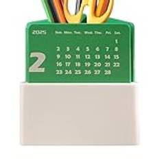 2025 Desk Calendar, Small Monthly Desktop Calendar, Desk Organizer Tabletop, Shelf Display Compact Calendar, Pen Holder Desk, Easy To Use, Portable for Office Home