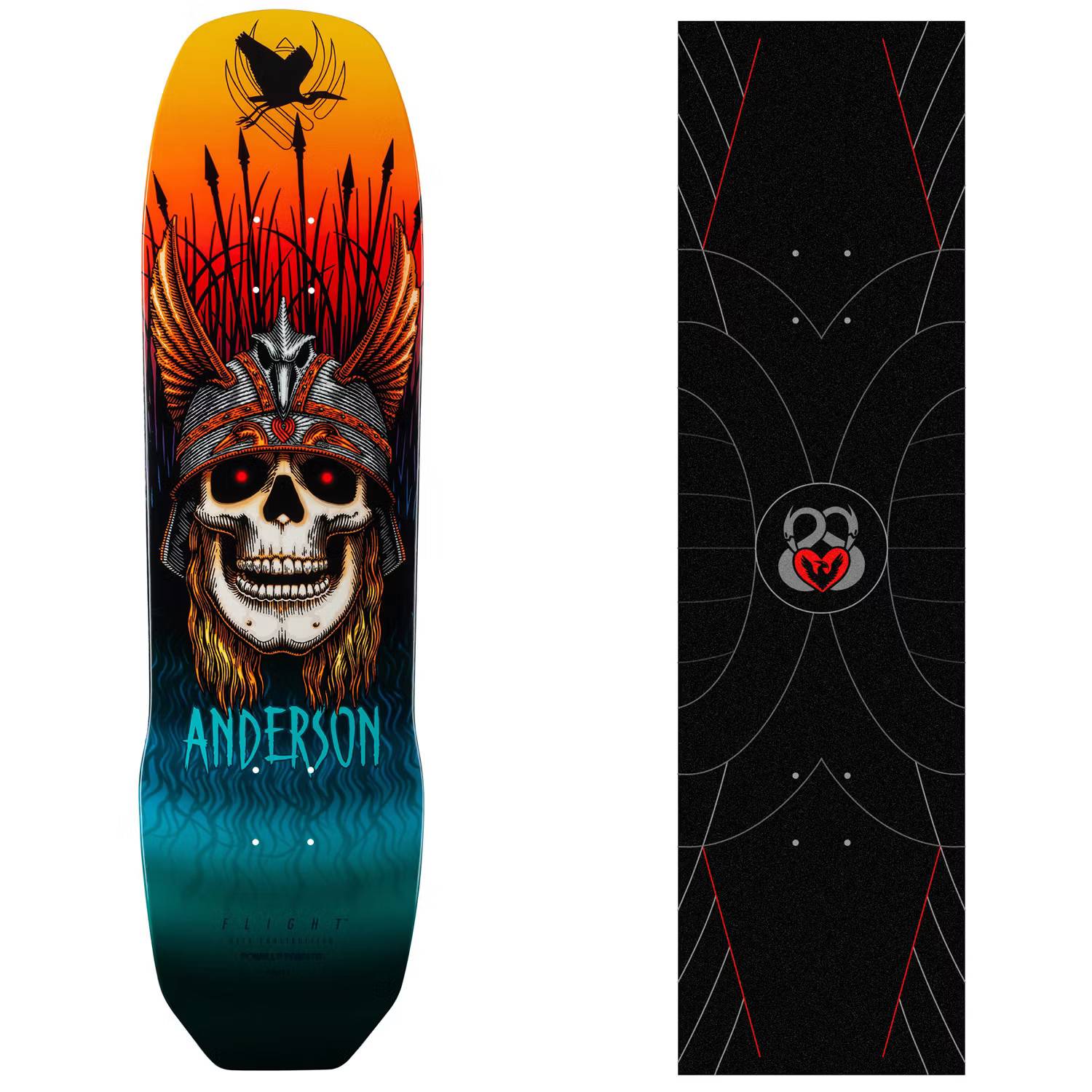 Skateboard Powell Peralta Andy Anderson Heron Skull Flight Deck 8,4'' + Theory Map Griptape