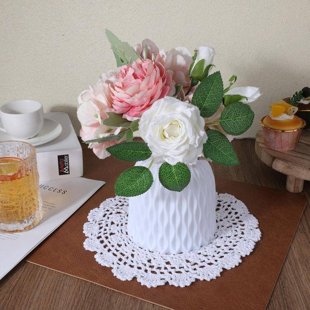 Nya Vintage Virkade Dukar Runda Shabby Chic Virkad Bordsduk Handgjort Dammavvisande Skyddstyg white