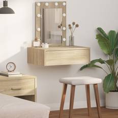 Vægmonteret Makeupbord med LED Lys Sonoma Eg