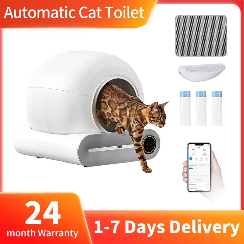 MJDZSW 65L Intelligent Self-Cleaning Cat Litter Box with APP Automatic Smart Cat Litter Box Fully Enclosed Pet Toilet Litter Tray