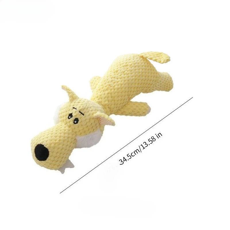 Plush Squeaky Dog Toy - Durable Animal Chew Toy for Small & Large Dogs - Wolf