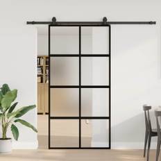 vidaXL Skjutdörr med beslag svart 102,5x205 cm härdat glas