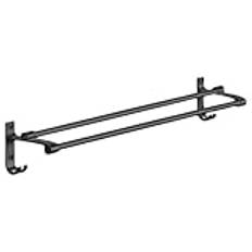 Towel Rack Towel Rail Space Aluminum Towel Rack Double Bar Bathroom Wall-Mounted Towel Rail Towel Bar with 2 Hooks Towel Bar Towel Holder(50Cm)