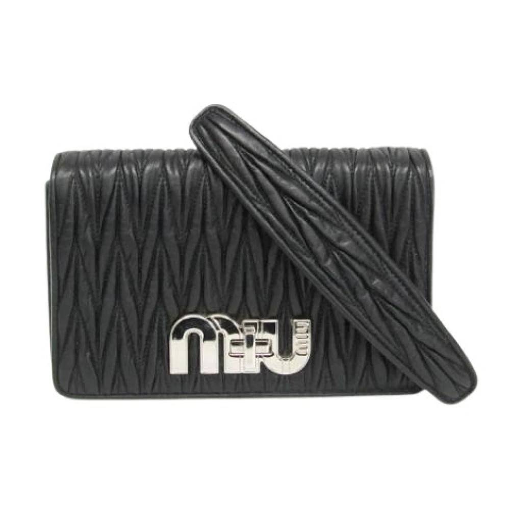 Miu Miu Pre-owned Pre-owned Læder Skuldertaske - Vintage - Dame - Sort - ONE SIZE - Uld