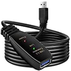 USB-förlängningskabel, USB 3.0 aktiv repeater hane till hona extra lång USB-förlängningskabel med signalförstärkare för skrivare, tangentbord, spelkonsoler, högtalare, skannrar, headset (10 m)